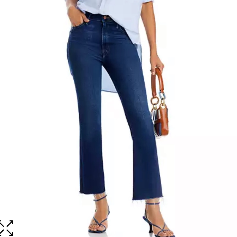 MOTHER
The Hustler High Rise Frayed Flare Leg Ankle Jeans in Home Movie